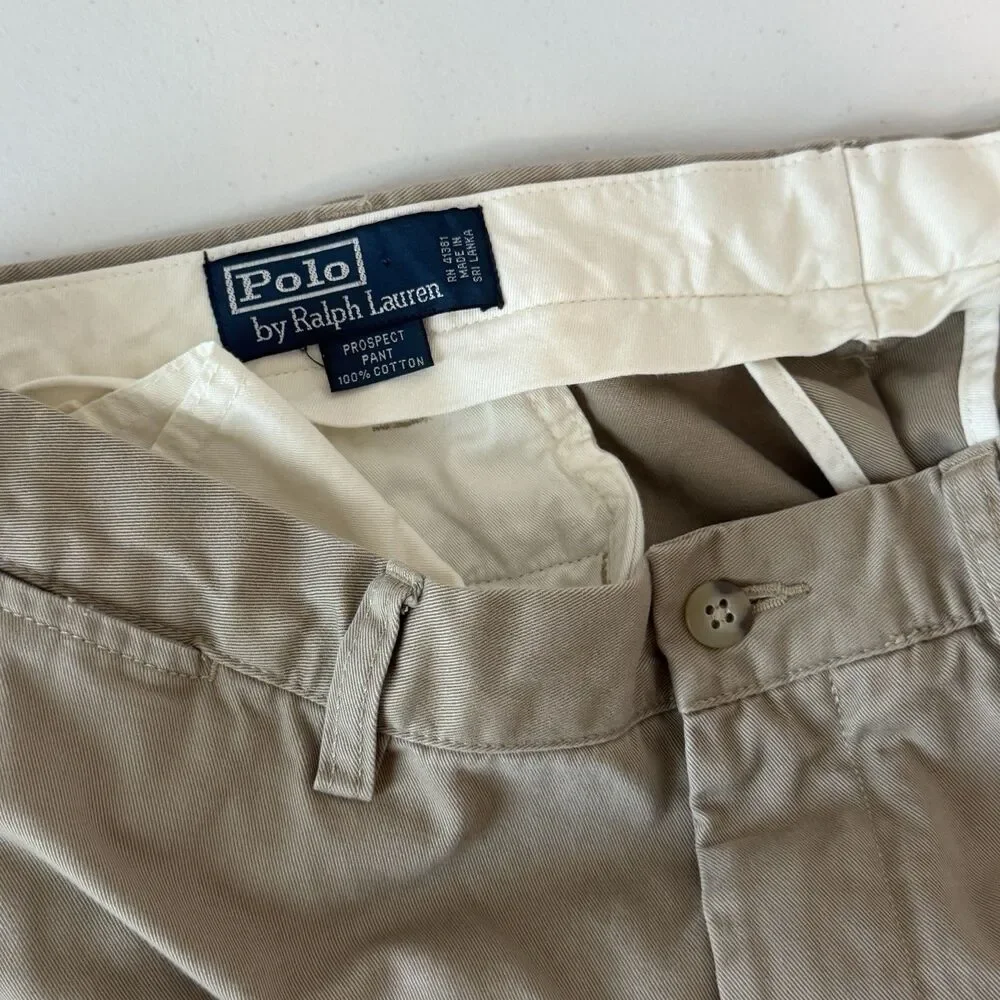 Polo Ralph Lauren Prospect Pant Chino Khaki Tan 100% Cotton 38/29 Classic Twill